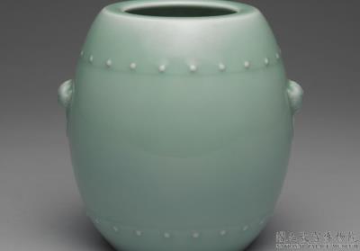 图片[2]-Drum-shaped jar with appliqued animal masks carrying rings in green glaze, Qing dynasty, Qianlong reign (1736-1795)-China Archive